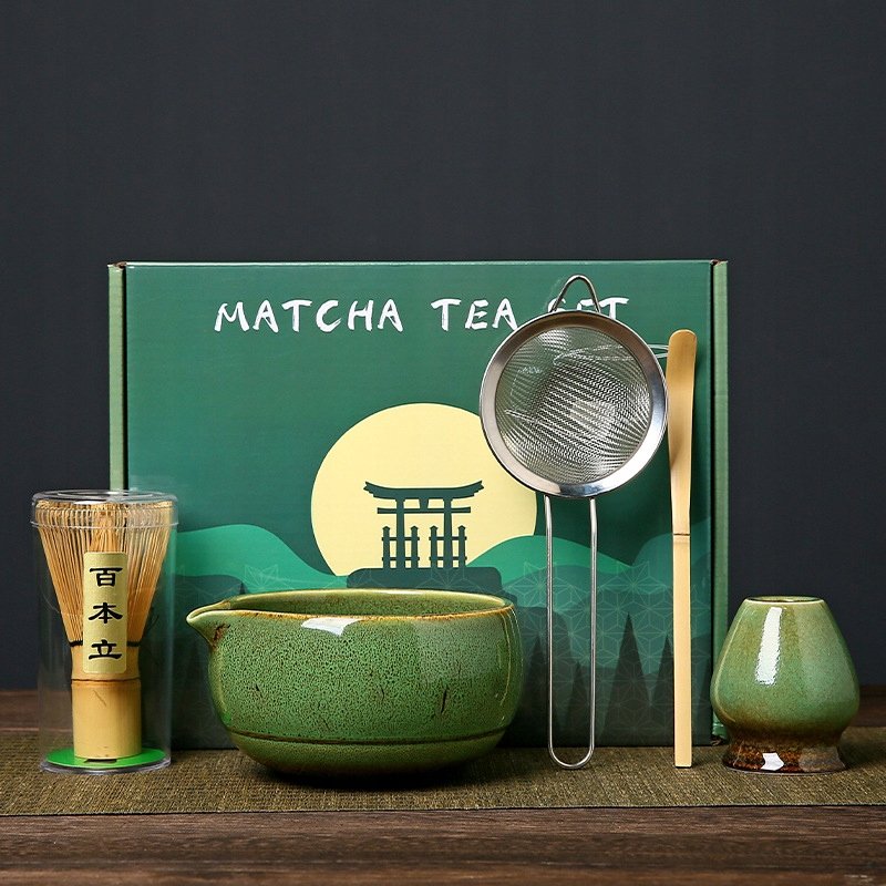 Nekit Bambusowy Zestaw prezentowy do herbaty matcha czarka miotełka zielony