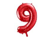 Balony i akcesoria - PartyDeco Balon foliowy Cyfra ''9'', 86cm, czerwony FB1M-9-007 [16379111] - miniaturka - grafika 1