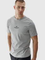 Koszulki sportowe męskie - Męski t-shirt  z nadrukiem 4F 4FWAW24TTSHM1585 - szary - miniaturka - grafika 1