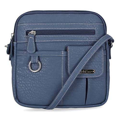 MultiSac North South Mini zamek błyskawiczny wokół torby crossbody, denim, denim, dżinsowy