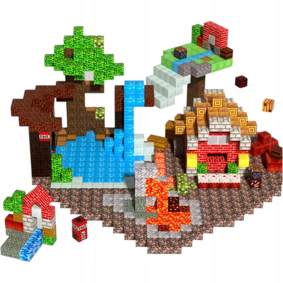 Klocki Bloki Konstrukcyjne Pixele Magnetyczne 50szt 2 Figurki Zbuduj to Sam