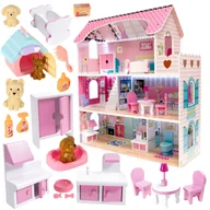 Domki dla lalek - DOMEK DLA LALEK DREWNIANY XXXL DUŻY RÓŻOWY LED MEBELKI AKCESORIA PIESKI SPA ⭐⭐⭐⭐⭐ ✔️ Drewniane mebelki ✔️ Światło LED ✔️ Zestaw SPA dla piesków - miniaturka - grafika 1