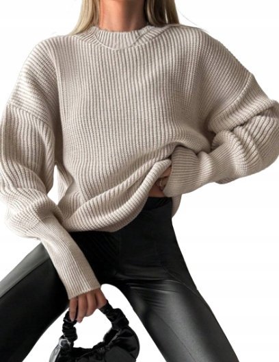 SHEIN DAMSKI SWETER BRĄZOWY Z DŁUGIM RĘKAWEM S 1ŁNE