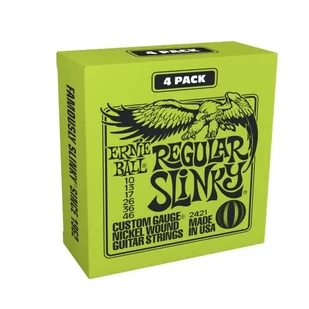 Ernie Ball Regular Slinky Nickel Wound Electric Guitar Strings 4-Pack - 10-46 Gauge - Struny gitarowe  - miniaturka - grafika 1