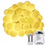 Girlandy - Girlanda Led Kulki Na Baterie Z Pilotem W Zestawie 8 Trybów Pracy - miniaturka - grafika 1