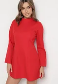 Sukienki - Czerwona Taliowana Sukienka o Rozkloszowanym Dole Virvesa - miniaturka - grafika 1