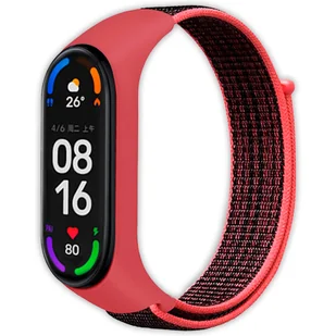 Pasek opaska nylonowa Vanfone do Xiaomi Mi Band 3/4/5/6, Amazfit Band 5, czerwono-czarny - Akcesoria do smartwatchy - miniaturka - grafika 1