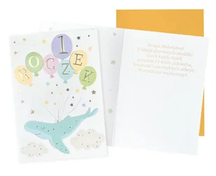 Karnet B6 Urodziny Roczek (wieloryb) - artykuł papierniczy - Kartki okolicznościowe i zaproszenia - miniaturka - grafika 1