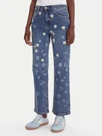 Spodnie damskie - Desigual Jeansy Daisys 25WWDD16 Niebieski Straight Fit - miniaturka - grafika 1