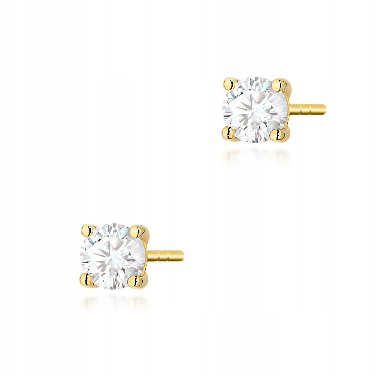 Złote kolczyki damskie 585 z diamentem eleganckie idealne na prezent 14kt