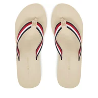 Klapki i japonki damskie - Japonki Tommy Hilfiger Th Corporate Wedge Beach Sandal FW0FW08520 Beżowy - miniaturka - grafika 1