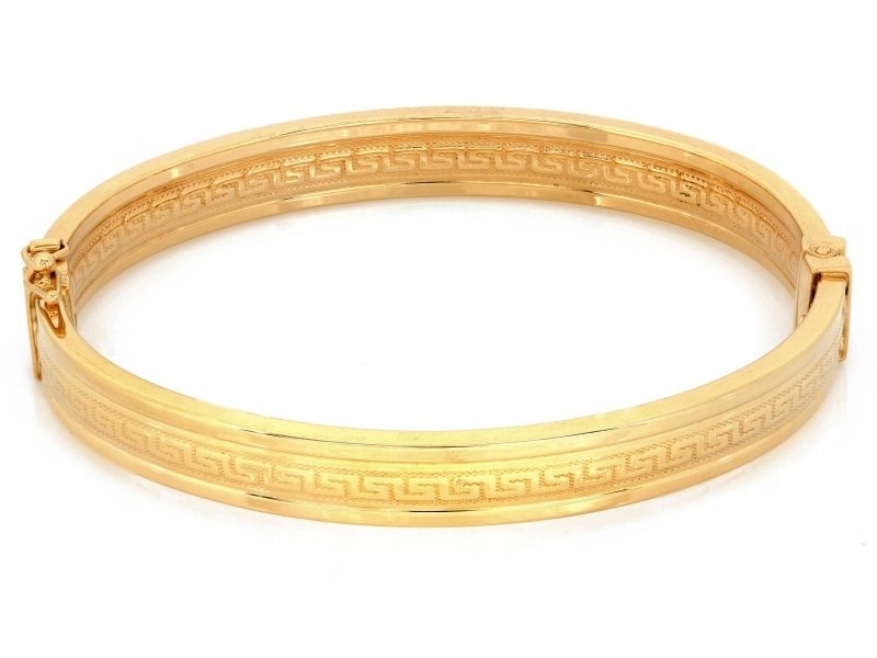 Bransoletka złota 585 koło bangle z wzorem greckim ekskluzywna r17 prezent
