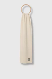 Apaszki i szaliki damskie - Karl Lagerfeld szalik wełniany kolor beżowy z aplikacją - grafika 1
