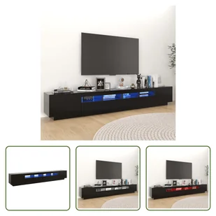 Living Store szafka pod telewizor z oświetleniem LED czarna 260x35x40 cm - Szafki RTV - miniaturka - grafika 1