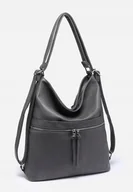 Torebki damskie - Stylowa Szara Torebka Damska Worek Shopper 2w1 Plecak LUIGISANTO - miniaturka - grafika 1