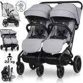 Wózki dziecięce - LEKKI WÓZEK BLIŹNIACZY EASYGO ECHO CLOUD GRAY + FOLIA + DODATKI DO 47KG - miniaturka - grafika 1