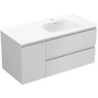 Szafki łazienkowe - Mexen Rivel szafka łazienkowa 100 cm z umywalką Vela prawą, 2S, 1D, ryflowana, szara/biała mat - 91A23-10047-3-BBFFF62-W23P01 - miniaturka - grafika 1