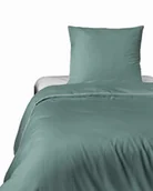 Pościel - Detexpol Pościel satynowa 140x200 miętowa z lamówką z jedną poszewką 70x80 Mako Satin 62 - miniaturka - grafika 1