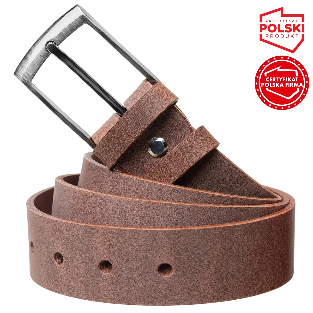 Pasek Skórzany Męski Brąz Premium Polska Skóra Grawer Parker Quality XL