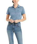 Koszulki jeździeckie - Ariat Koszulka damska TALENT SS POLO SS21 - blue opal - miniaturka - grafika 1