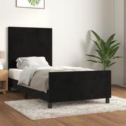 Łóżka - Lumarko Rama łóżka z zagłówkiem, czarna, 80x200 cm, aksamitna - miniaturka - grafika 1