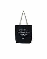 Torebki damskie - Econanos Econanos Hellobags2019 płócienna i plażowa torba na zakupy, 38 cm, czarna (NEGRO) N-003-LACURVA - miniaturka - grafika 1