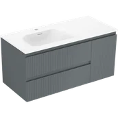 Szafki łazienkowe - Mexen Rivel szafka łazienkowa 100 cm z umywalką Vela lewą, 2S, 1D, ryflowana, grafit/biała mat - 91A23-10047-3-BBFFF66-W23L01 - miniaturka - grafika 1