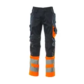 Odzież robocza - SPODNIE Z KIESZENIAMI NA KOLANACH MASCOT SAFE SUPREME LEEDS 15679-860; CIEMNY GRANAT/POMARAŃCZ HI-VIS - miniaturka - grafika 1