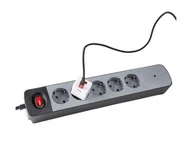 Listwy zasilające - HAMA Listwa antyprzepięciowa 5GN schuko, czarno-szara 1,5M - miniaturka - grafika 1