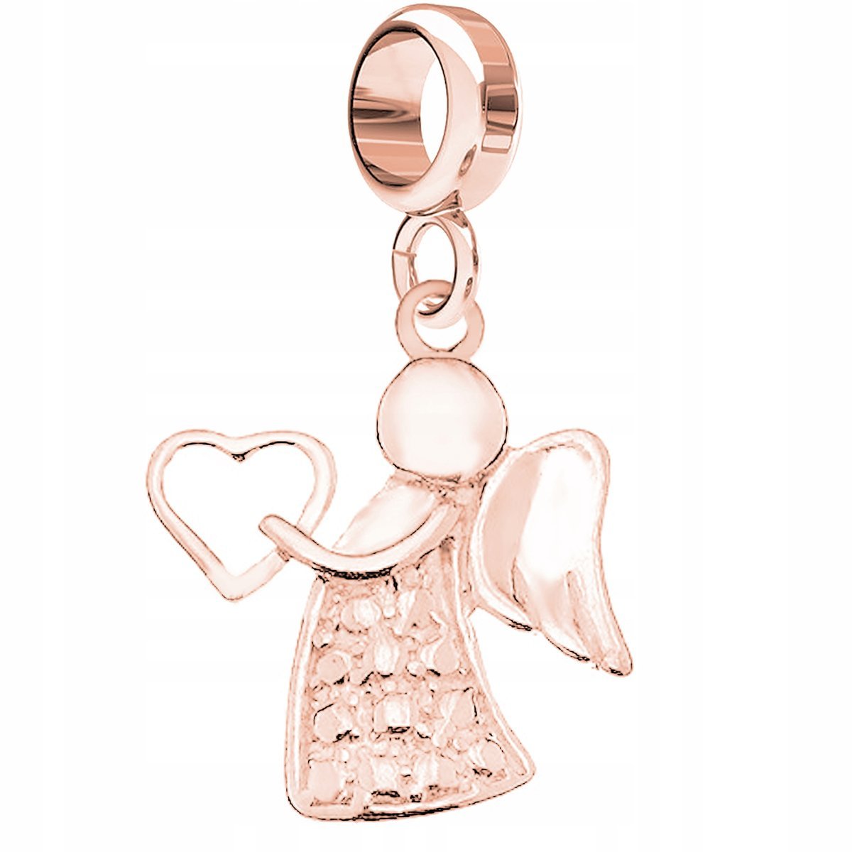 Charms Anioł Serce różowe złoto srebro 925