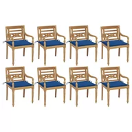 Fotele i krzesła ogrodowe - vidaXL Lumarko Krzesła Batavia z poduszkami, 8 szt., lite drewno tekowe! 3073359 - miniaturka - grafika 1