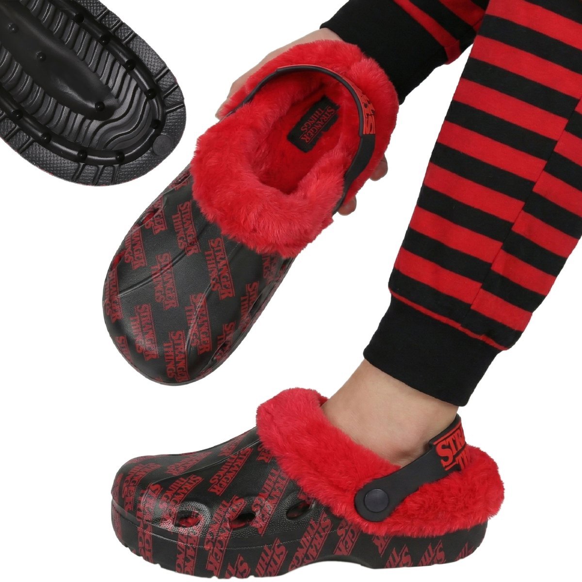 Stranger Things OCIEPLANE klapki damskie, chodaki z futerkiem, CIEPŁE obuwie domowe 39 EU