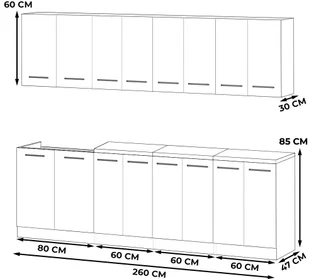 Meble Kuchenne Drewniane Nowoczesne Kuchnia Vero 2.6m Modułowa Dąb Wotan - Meble kuchenne - miniaturka - grafika 1