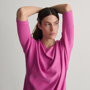 Swetry damskie - Reserved - Bluzka z wiskozą - Różowy - miniaturka - grafika 1