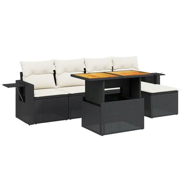 Zestaw wypoczynkowy rattan PE czarny 55x55x37 cm