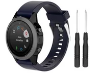 Akcesoria do smartwatchy - Gumowy pasek Alogy soft do Garmin Fenix 5/5 Plus/6/6 pro granatowy - miniaturka - grafika 1