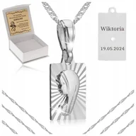 Biżuteria dla dzieci - SREBRNY ŁAŃCUSZEK + MEDALIK MATKA BOSKA FATIMSKA 925 PREZENT KOMUNIA GRAWER - miniaturka - grafika 1
