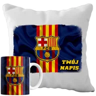 Gadżety dla niej i dla niego - Kubek Poduszka Barcelona 330ml 40x40cm z Napisem Zestaw Piłkarski Napis - miniaturka - grafika 1