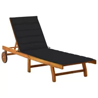 Leżaki ogrodowe - vidaXL Lumarko Ogrodowy leżak z poduszką, lite drewno akacjowe 3061351 - miniaturka - grafika 1