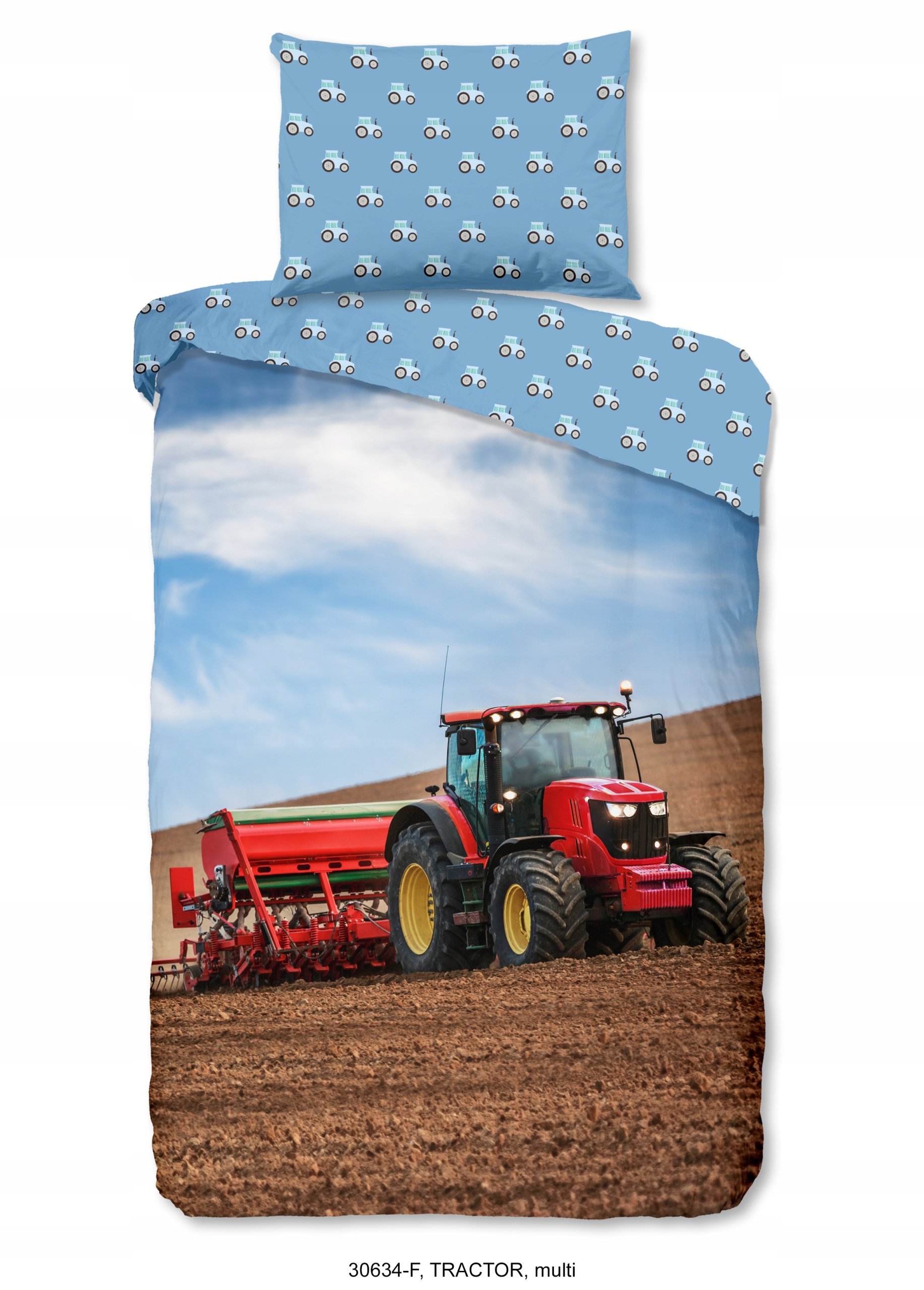 Pościel dla dziecka flanelowa traktor czerwony wieś 140x200 Flanela ciepła
