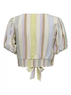 Bluzki damskie - ONLY Damska bluzka koszulowa Onltine Ss Knot Button Top WVN, Whitecap Gray/Stripes: vlear Sky + Pruple Rose + Sundress, M - miniaturka - grafika 1