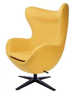 Fotele - King Home Fotel EGG SZEROKI BLACK musztardowy.13 - wełna, podstawa czarna HE-066.YELLOW.13.B - miniaturka - grafika 1