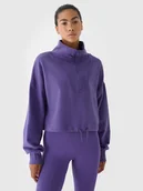 Bluzy damskie - 4F Bluza dresowa bez kaptura damska 4F x Anna Lewandowska - fioletowa XL - miniaturka - grafika 1