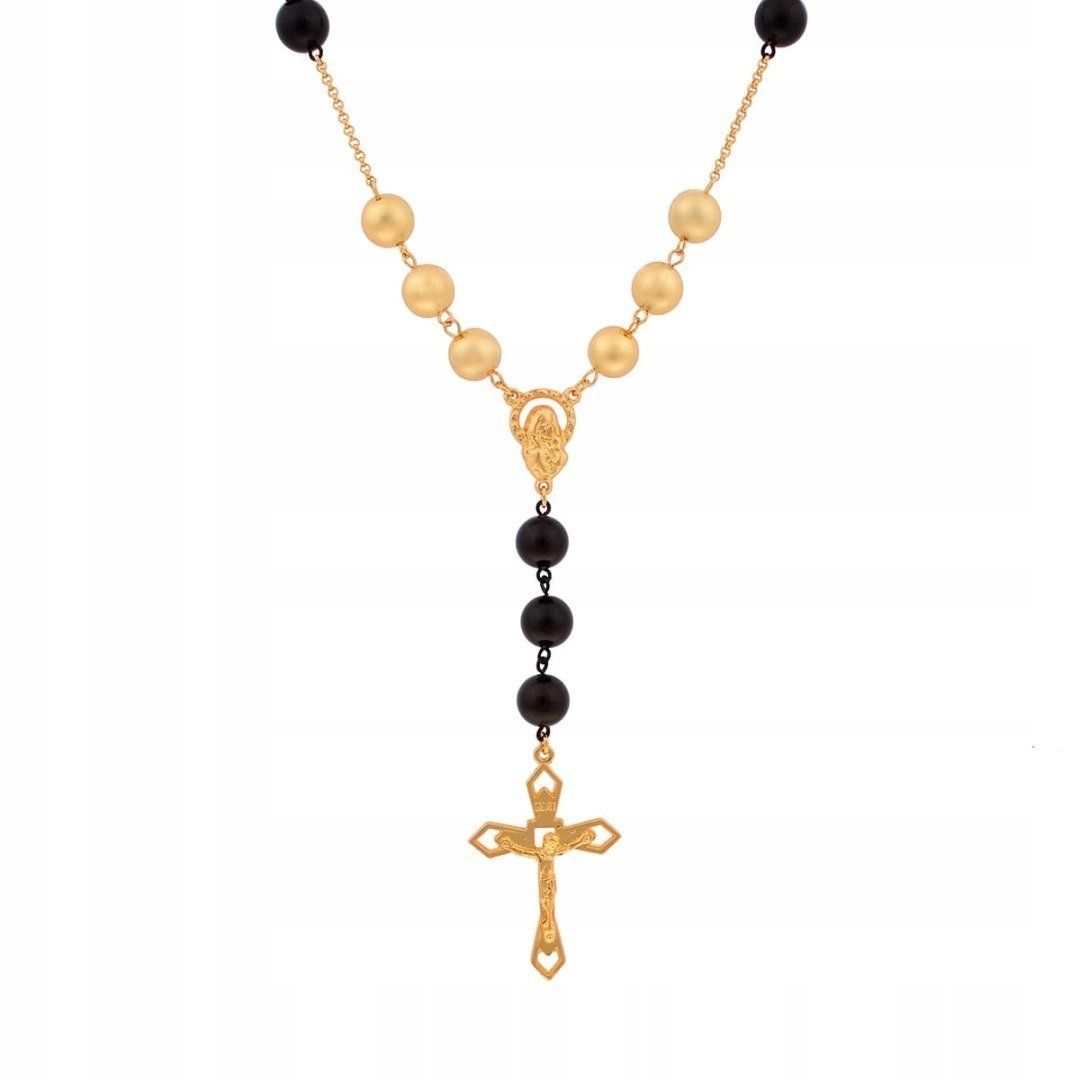 RÓŻANIEC NA SZYJĘ CZARNO-ZŁOTY (C15/ROZ/42AU-KOLOR)