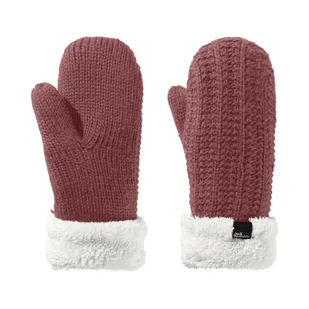 Damskie rękawice Jack Wolfskin HIGHLOFT KNIT MITTEN W red coral - S - Rękawiczki - miniaturka - grafika 1