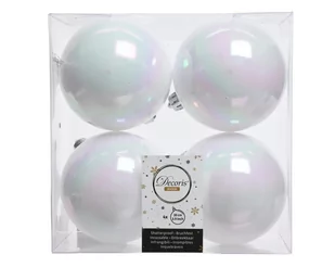 Bombki plastikowe na choinkę zestaw połyskowe matowe 10cm 4sztuki Opalizujący - Bombki - miniaturka - grafika 1