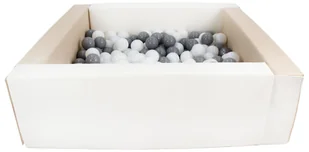 Kwadratowy suchy basen z ekoskóry z 200 piłeczkami (biały, cappuccino/biały, szary) - Suche baseny - miniaturka - grafika 1