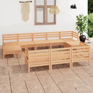 vidaXL 10-cz zestaw wypoczynkowy do ogrodu lite drewno sosnowe 3083384 - Meble ogrodowe - miniaturka - grafika 1
