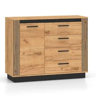 Komody - Komoda z lamelami URSO 07 Dąb craft złoty, czarny - miniaturka - grafika 1