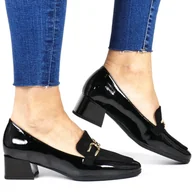 Półbuty damskie - DAMSKIE MOKASYNY BUTY WSUWANE VINCEZA 58273 CZARNE - miniaturka - grafika 1